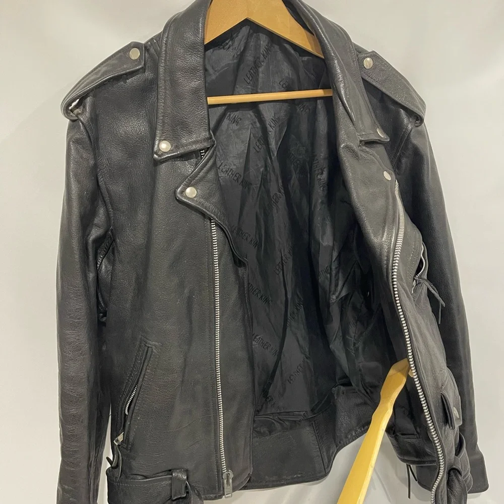 Black Leather Biker Jacket - Picture 4 of 7